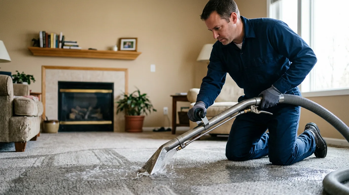 Water damage restoration technician working near Tecumseh, MO
